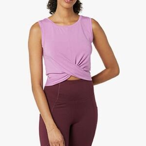 Core 10 Women's Soft Cotton Knot Twist Front Cropped Yoga Tank Plus 3X